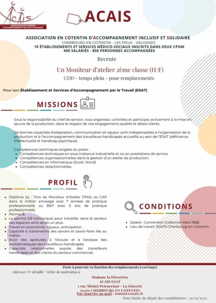 ESAT MA 2ème classe CDD remplacement d'été