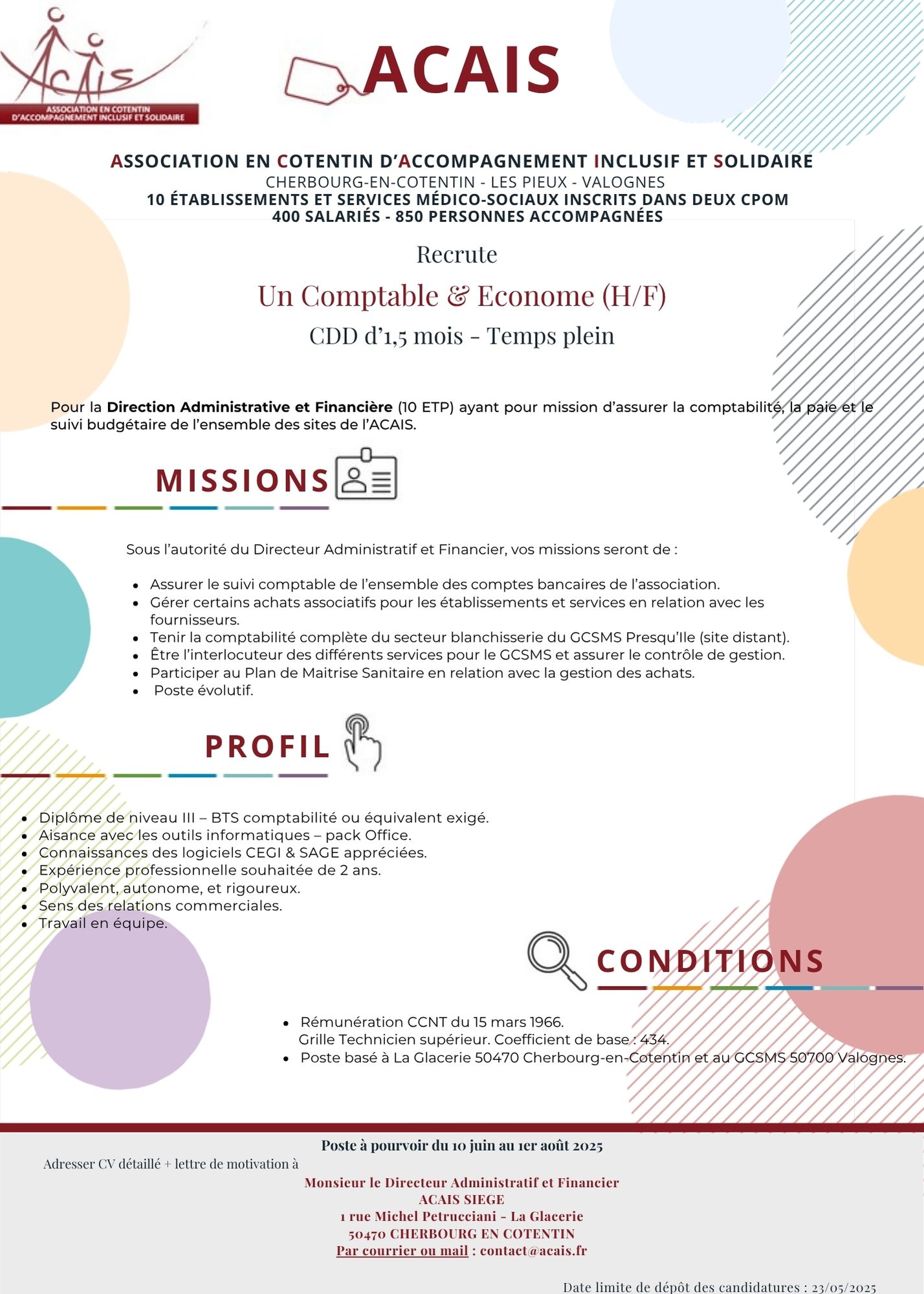 SIEGE Comptable & Econome CDD