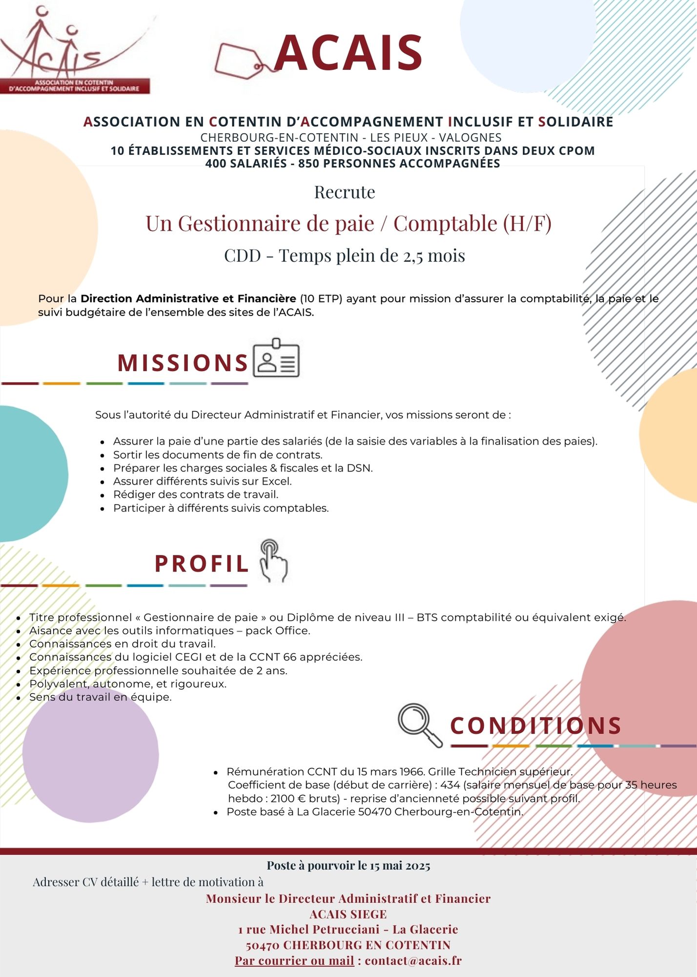 SIEGE Gestionnaire de paie - Comptable CDD